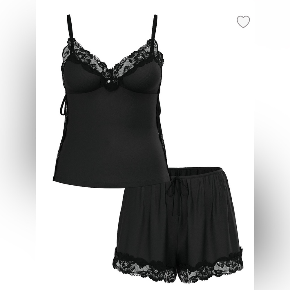 Size Medium Ribbed Modal and Lace Cami Shorts Set